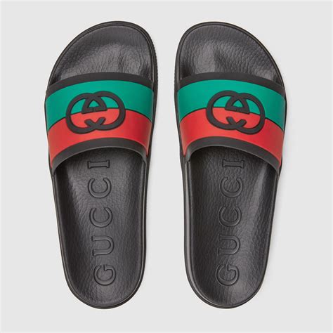 mens gucci slide|men gucci interlocking slides.